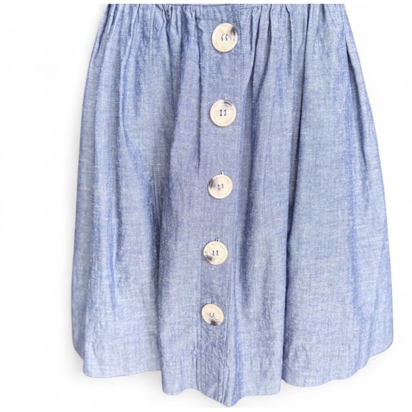 Free People Mini‎ Dress Blue Chambray Sz S Summer Vacation Cute Romantic Boho - Picture 9 of 15